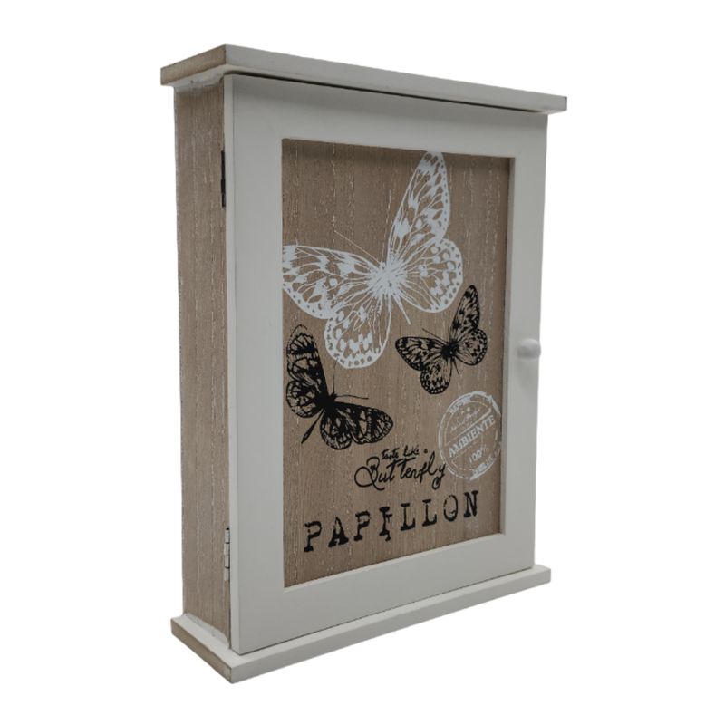 GENERICO - Porta Llaves De Madera Mariposas 6 Ganchos Cuadro Colgador