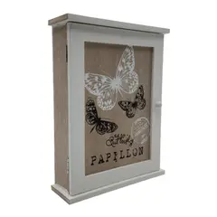 GENERICO - Porta Llaves De Madera Mariposas 6 Ganchos Cuadro Colgador