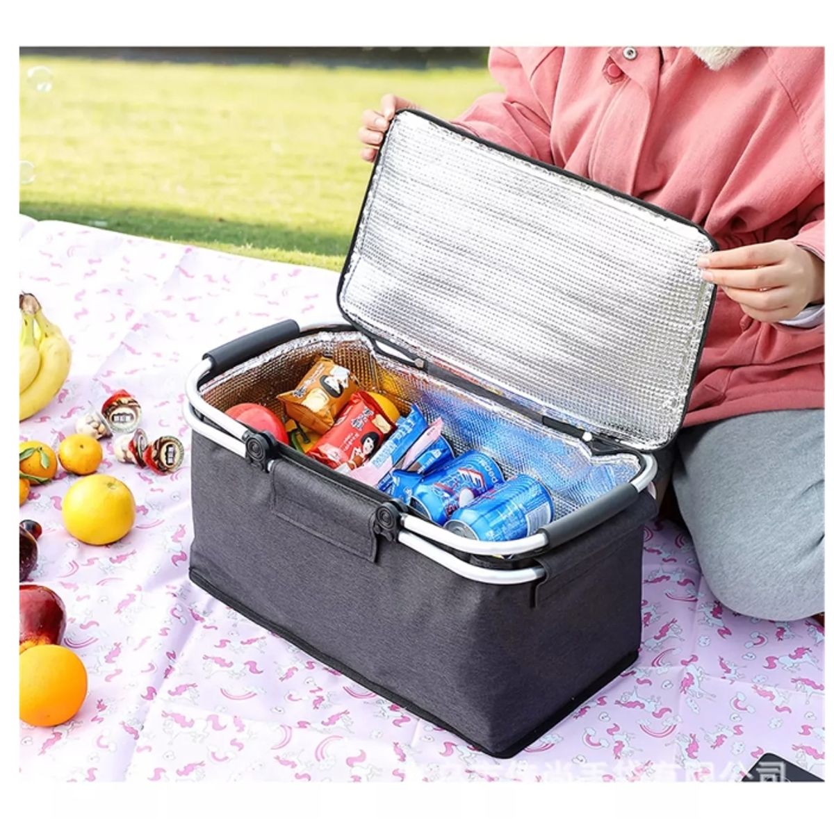 GENERICO - Canasto De Picnic Para 4 Personas Cesta Térmica Impermeable Color Rojo