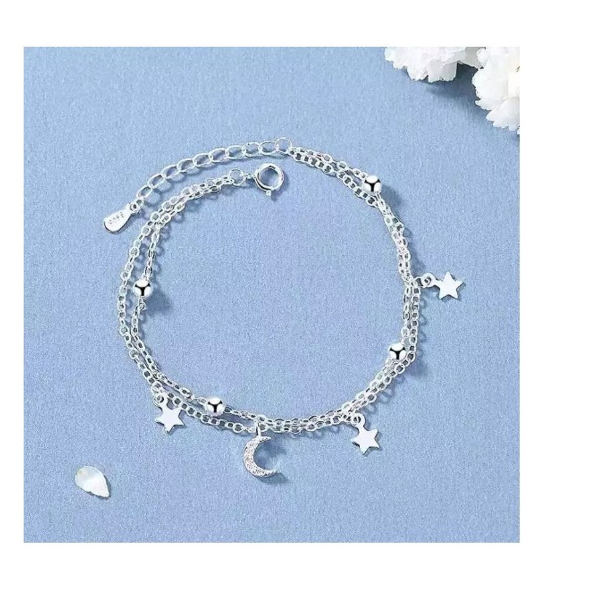 GENERICO - Pulsera Plata 925 Estrellas Luna Dama Mujer Elegante Regalo