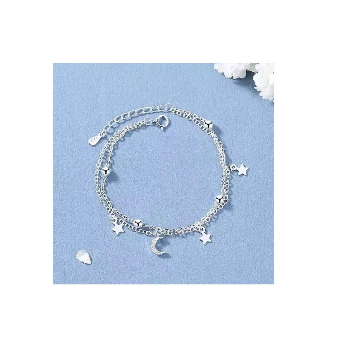 GENERICO - Pulsera Plata 925 Estrellas Luna Dama Mujer Elegante Regalo