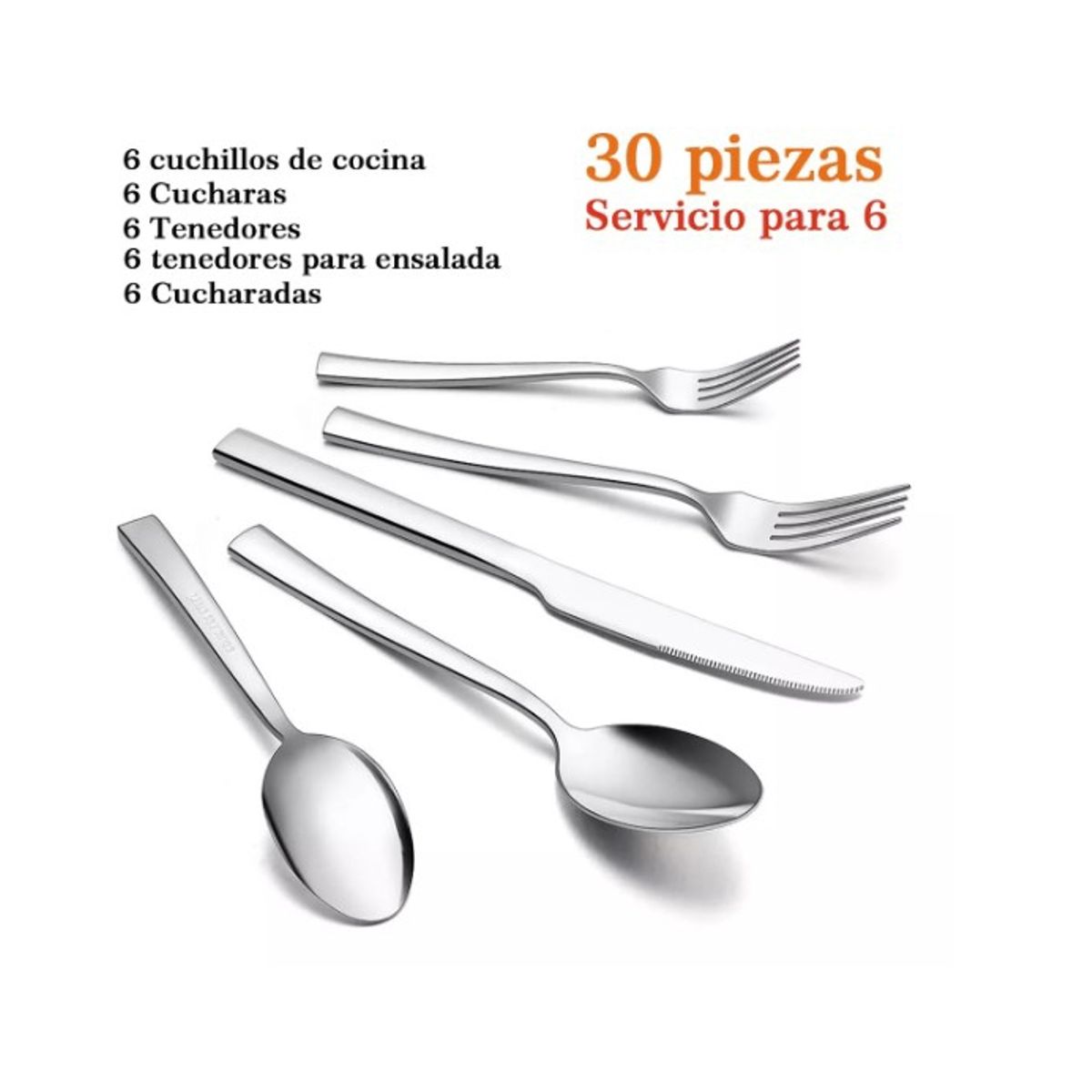 GENERICO - Juego De Cuchilleria De Acero Inoxidable 30 Piezas