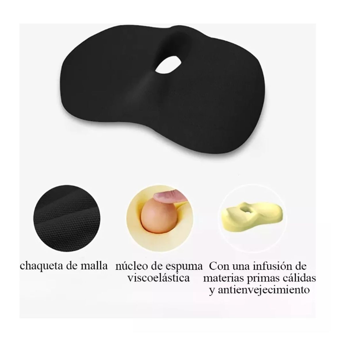 GENERICO - Cojín De Coxis De Espuma Viscoelástica Para Auto Y Silla