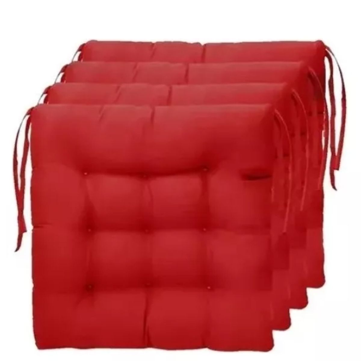 GENERICO - Pack 6 Cojines De Silla Cuadrado Liso Colores Color Rojo