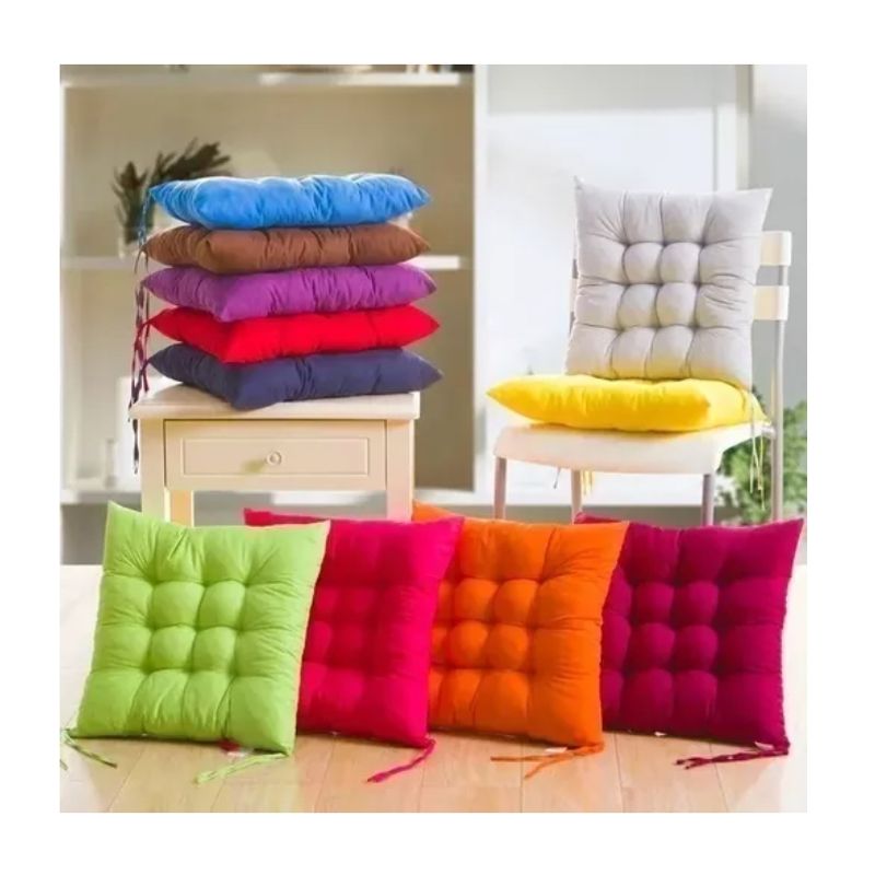 GENERICO - Pack 6 Cojines De Silla Cuadrado Liso Colores Color Gris