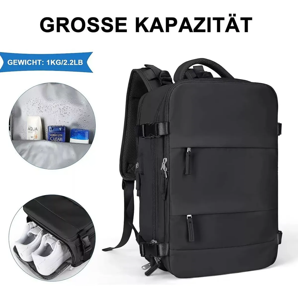 KUANGYE - Mochila De Viaje Avión Multifuncional Gran Capacidad 30 Lts