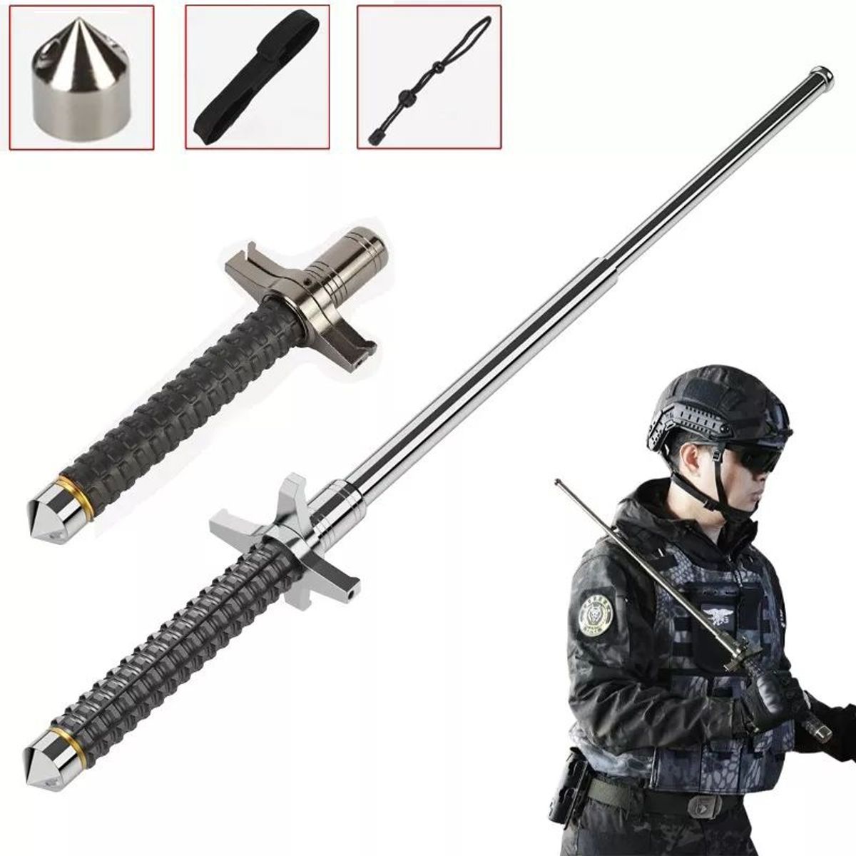 KUANGYE - Baston Retráctil 1mt De Largo producto De Calidad Premium