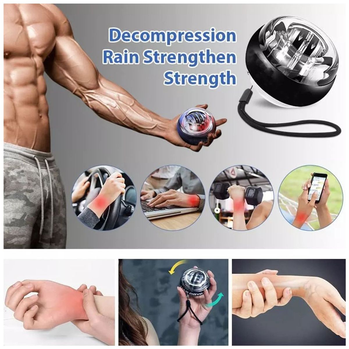 KUANGYE - Power Ball Led Pro Ejercitador Giroscópio Pack Doble