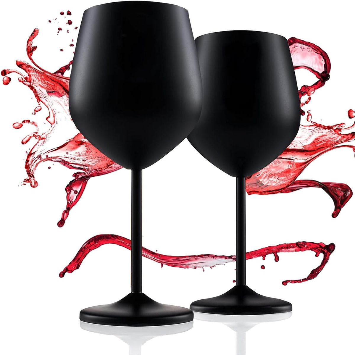 ARTDIY - Set de 2 Copas de Vino de Acero Inoxidable Vasos y Copas Negro 540ML