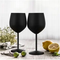 ARTDIY - Set de 2 Copas de Vino de Acero Inoxidable Vasos y Copas Negro 540ML