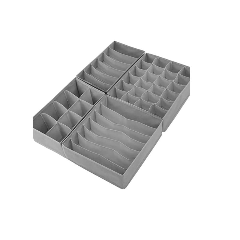 GENERICO - Organizador De Ropa Interior Para Armarios Set De 4 Gris