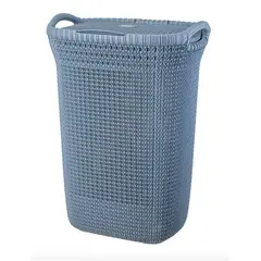 GENERICO - Cesto Canasto Para Ropa Khipu 60 Lts Con Tapa Color Azul Acero