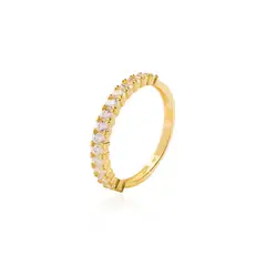 JB JOYAS BARON - Anillo Compromiso de Oro 18Kt Medio Cintillo Delgado