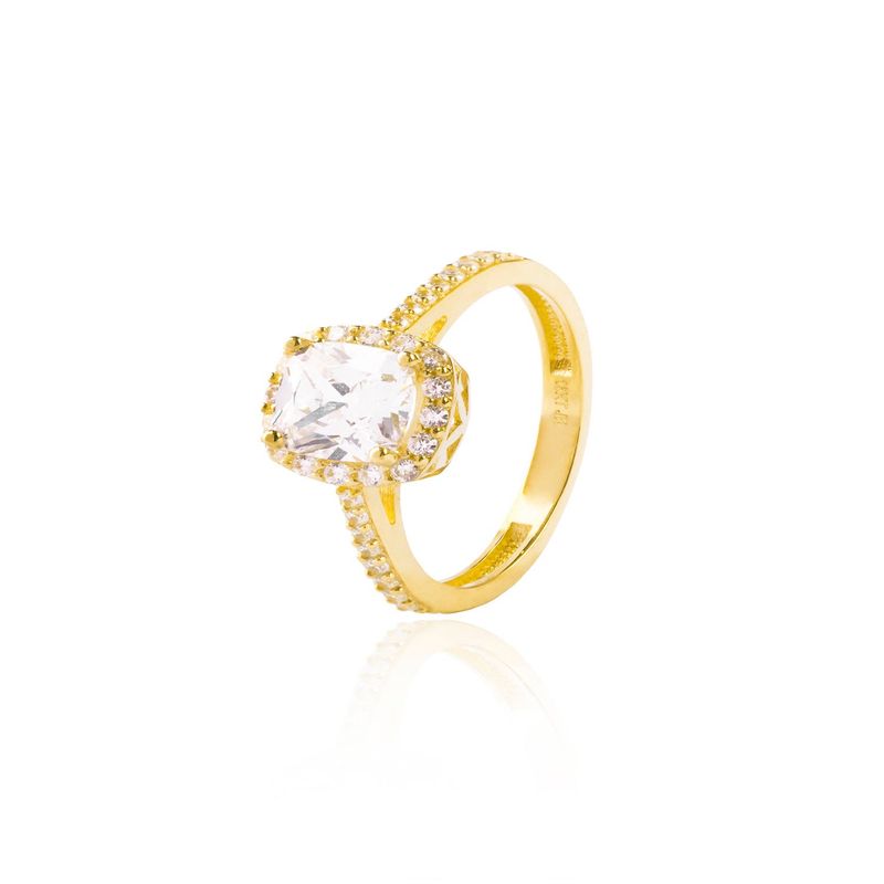 JB JOYAS BARON - Anillo Compromiso Oro Amarillo 18kt Circonita 6x6mm y Riel
