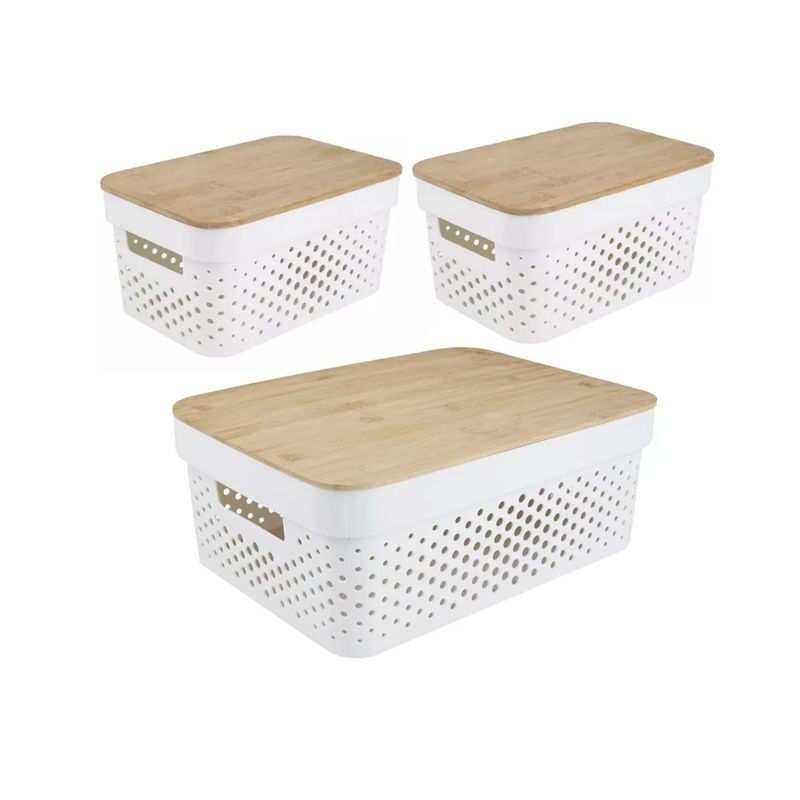 GENERICO - 3 Cajas Organizadoras Plasticas Canastos Multiuso Set Casatua