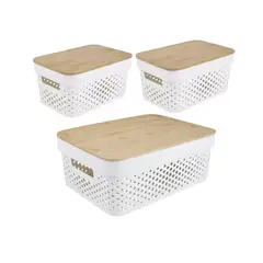 GENERICO - 3 Cajas Organizadoras Plasticas Canastos Multiuso Set Casatua