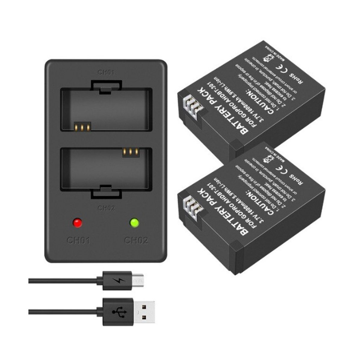 GENERICO - KIT CARGADOR + 2 BATERÍAS GOPRO 3 ALTERNATIVA