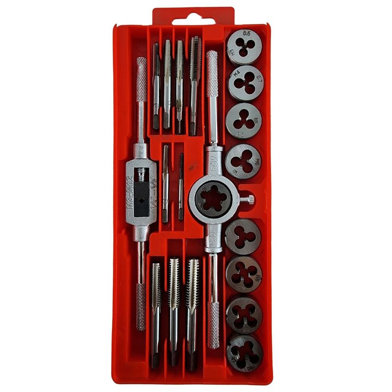 GENERICO - Set Herramientas Juego de Terraja Macho Hembra 20 Piezas