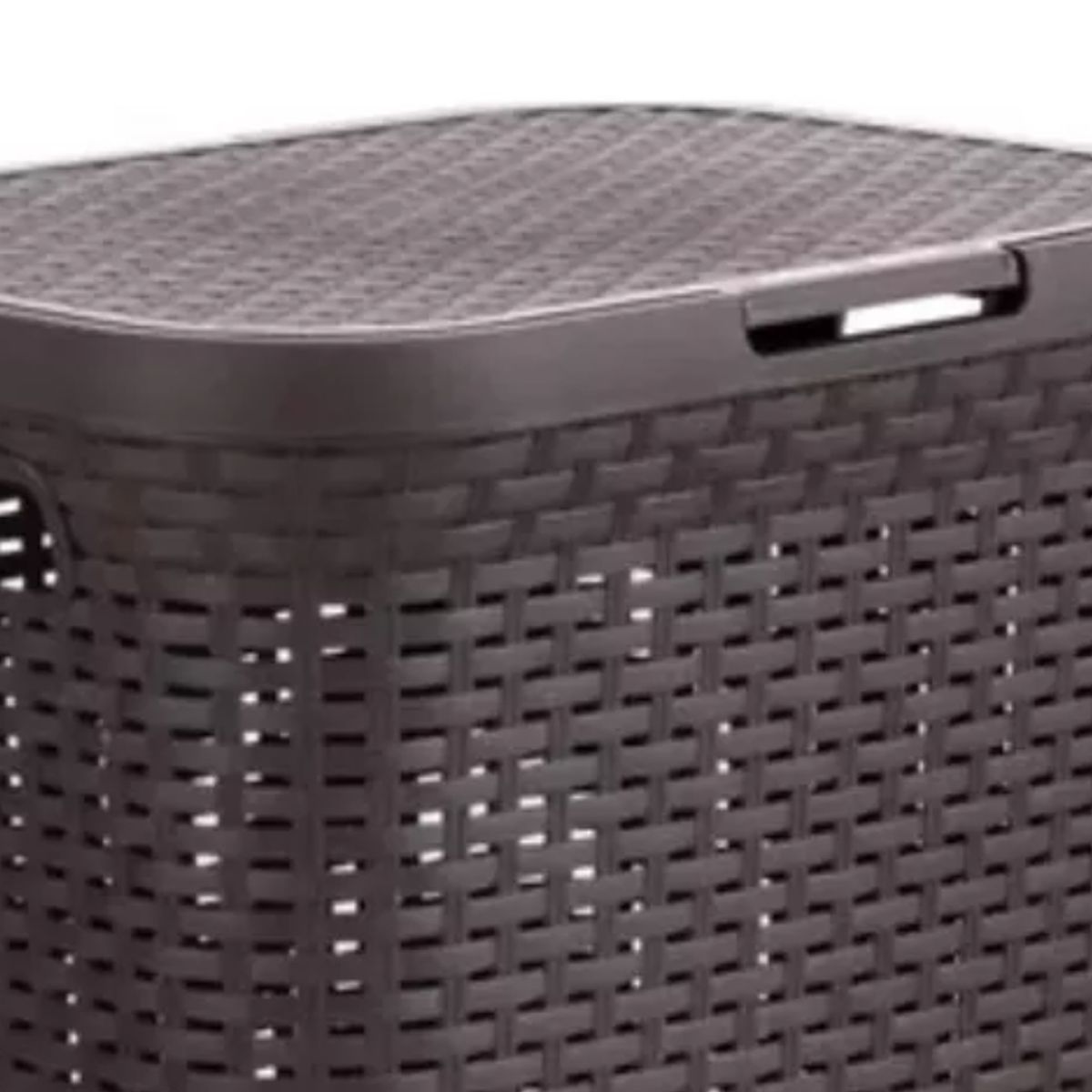 GENERICO - Cesto Canasto Para Ropa Rattan 60 Litros Con Tapa Color Marrón Calado