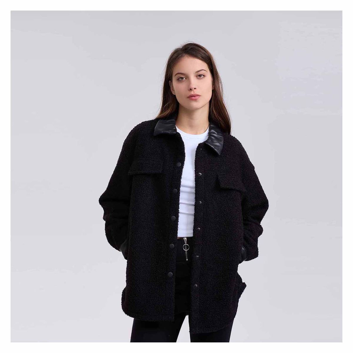 FASHION'S PARK - Polar Mujer Tipo Chaqueta Negro Fashion's Park