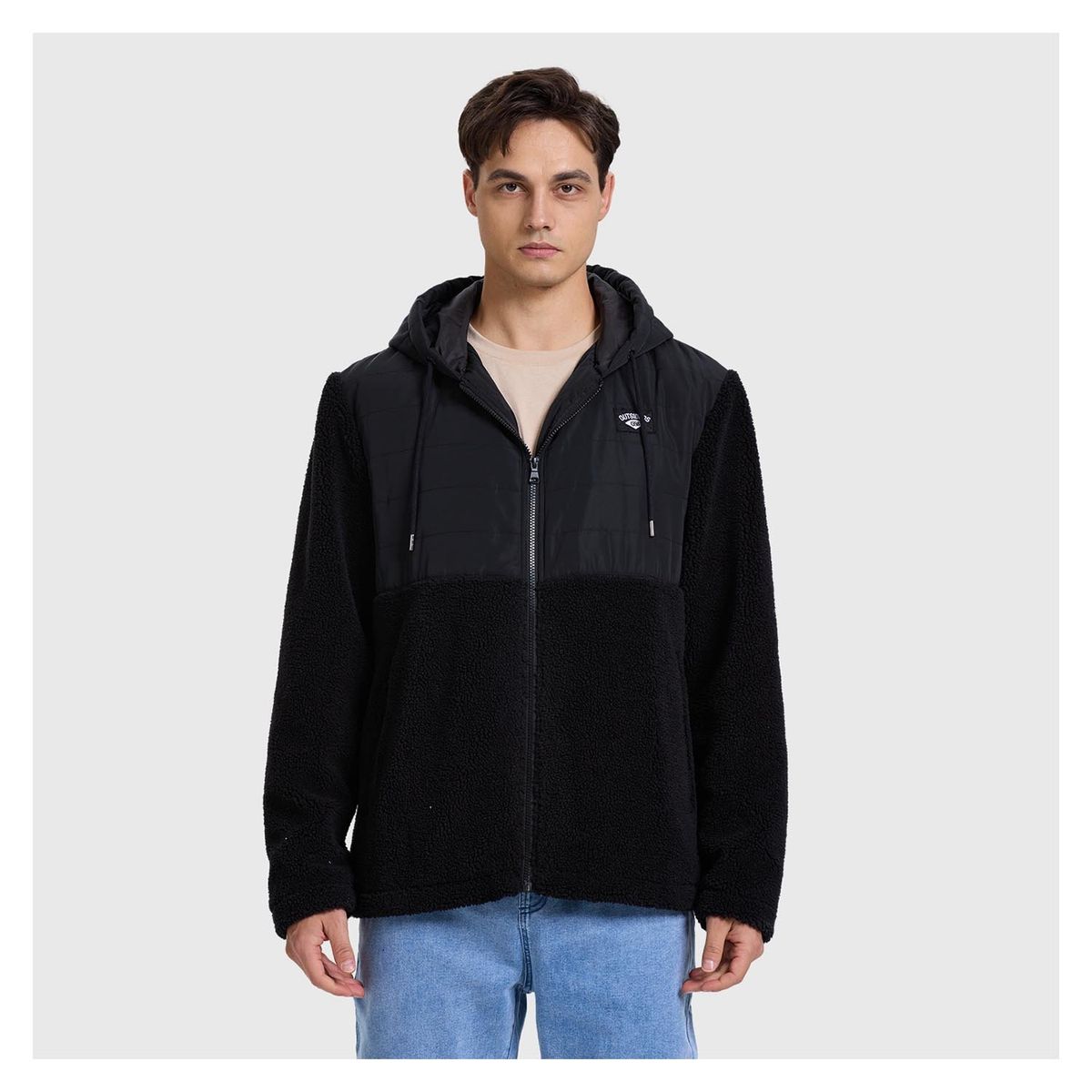 FASHION'S PARK - Polar Hombre Sherpa Aplicación Taslan Negro Fashion's Park