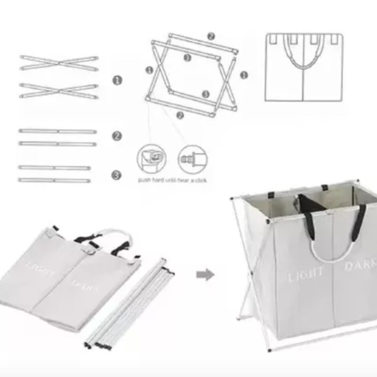 GENERICO - Pack X3 Cesta Plegable Grande Para Ropa Sucia En Forma X