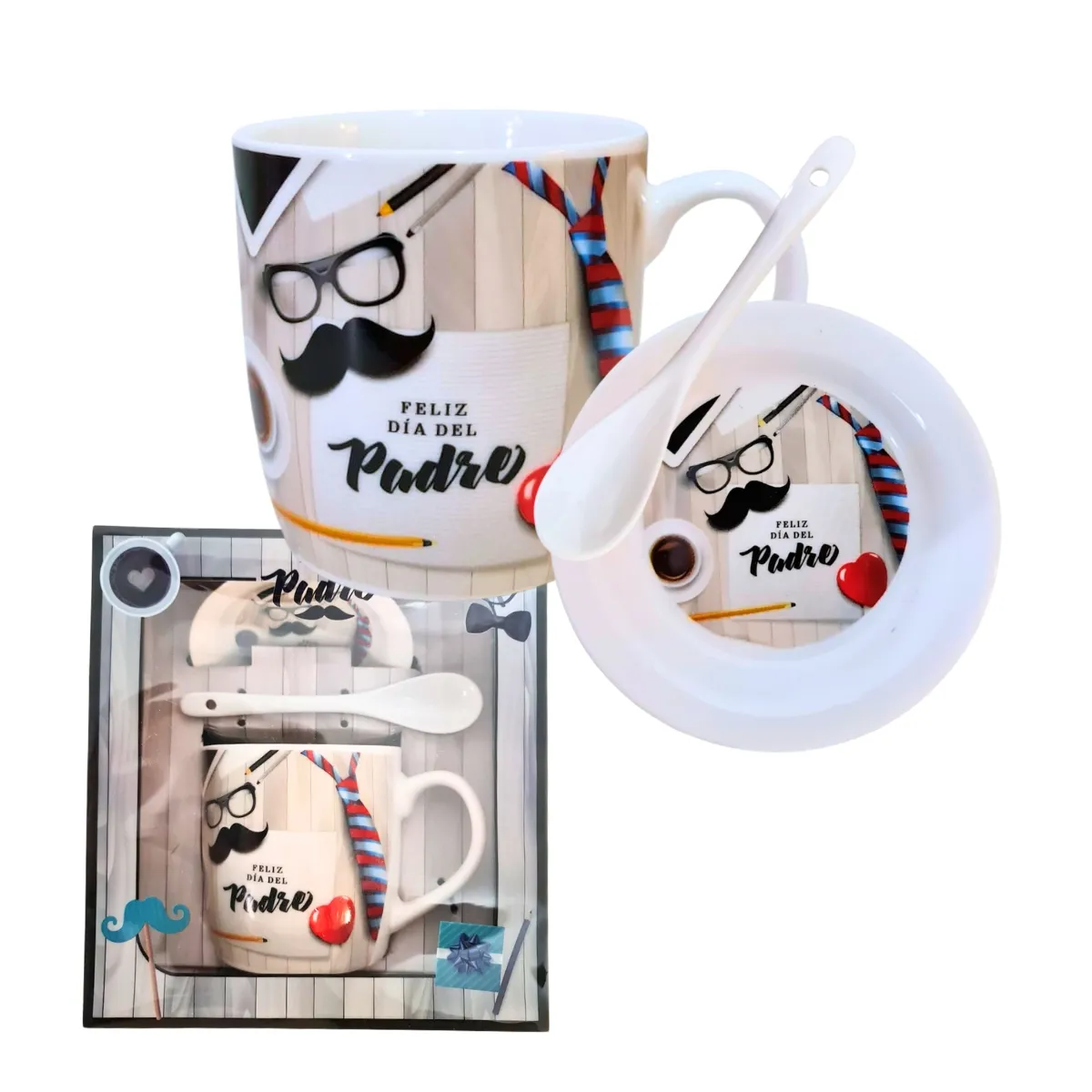 GENERICO - Kit Día Del Padre Taza + Set Accesorios Vino Madera Regalo