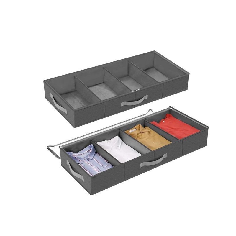 GENERICO - Organizador Almacenamiento De Ropa  Bajo Cama Set 2 Gris