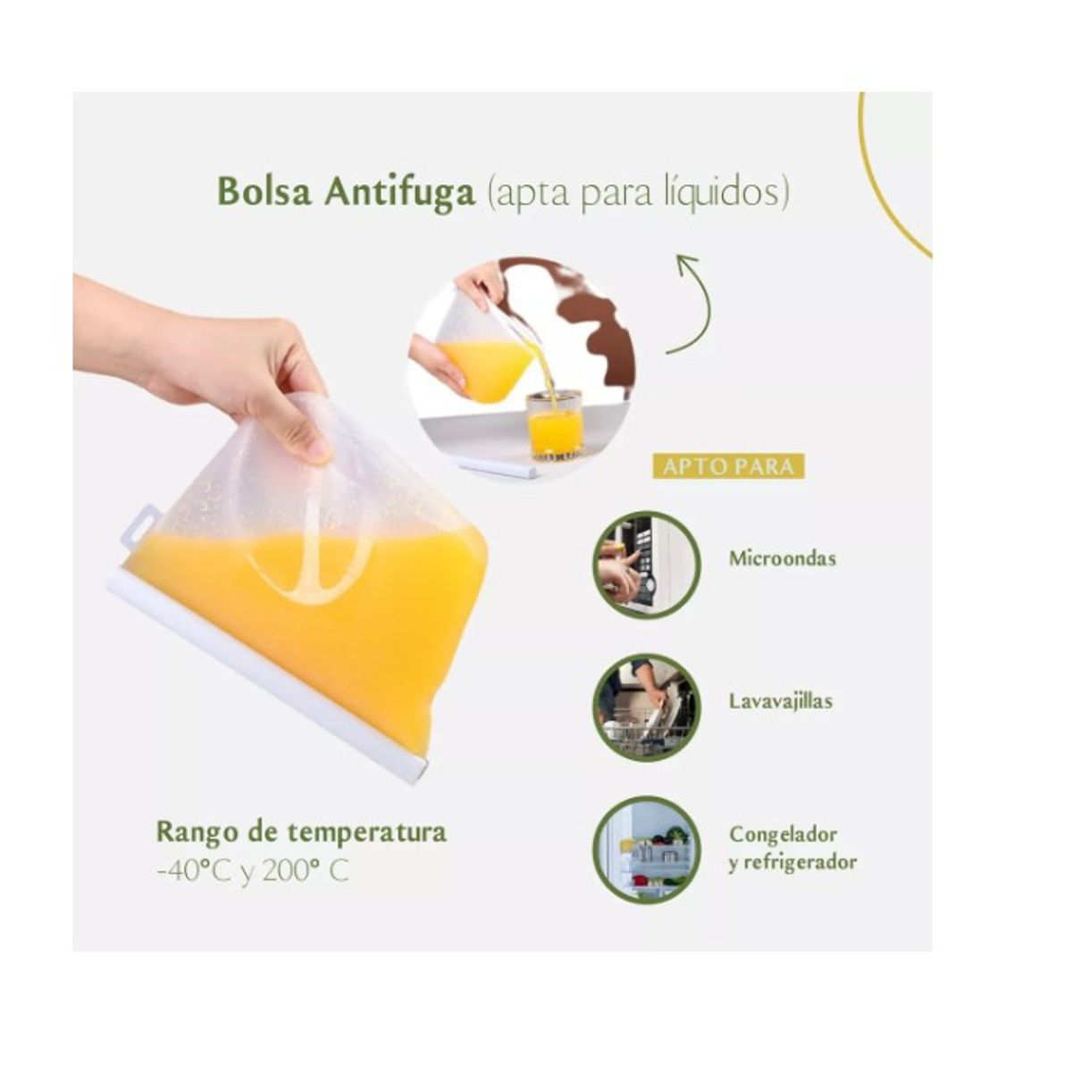 GENERICO - Bolsa De Silicona Alta Calidad Para Tus Alimentos 500 Ml Blanco