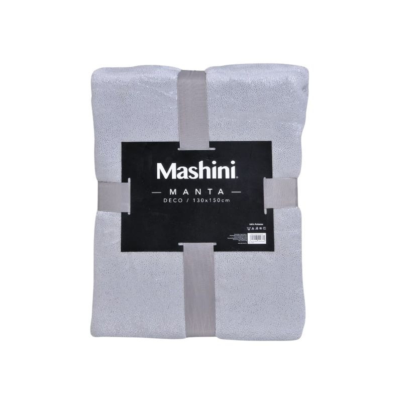 MASHINI - Manta color gris con brillos plateados