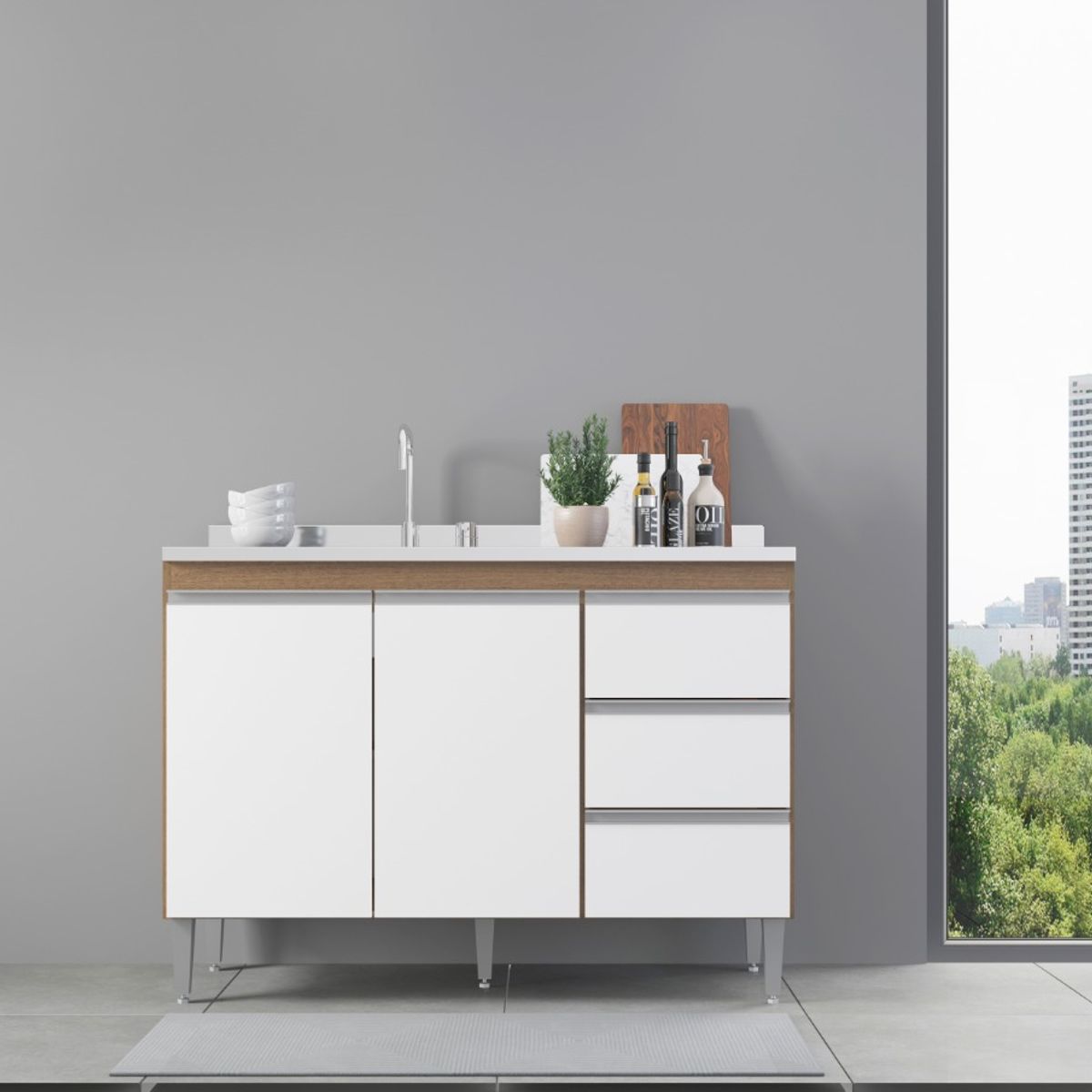 GENERICO - MUEBLE LAVAPLATO 2 PUERTA 3 CAJONES