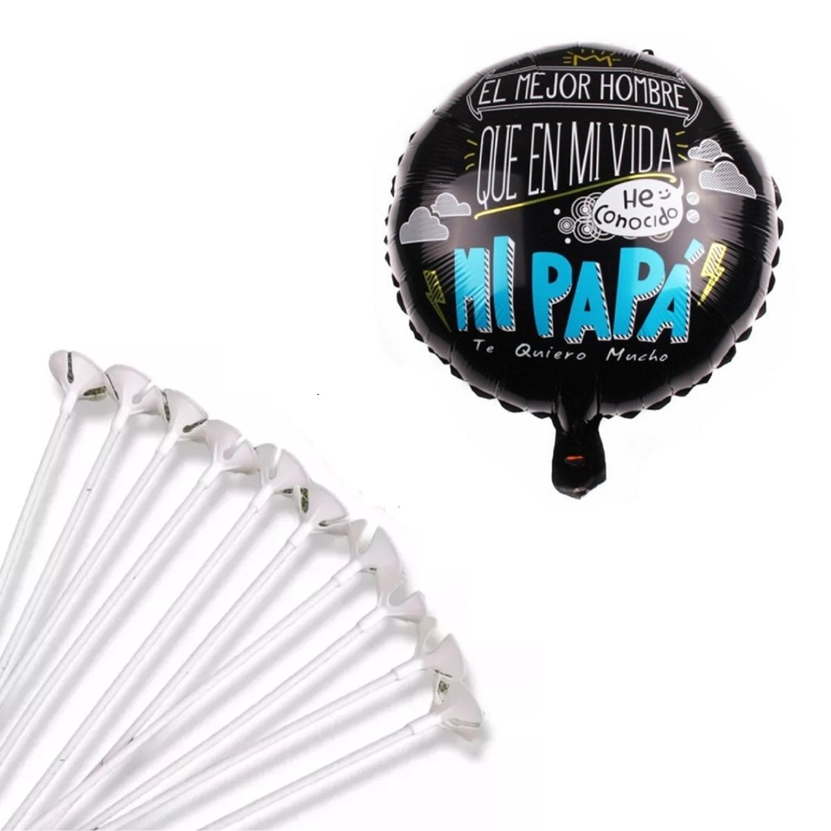 GENERICO - Pack 25 Globos Foil Dia del Padre Con Varillas