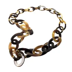 VANE COLLECTION - Collar mujer maxi largo eslabones oval de hueso