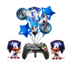 GENERICO - Set 8 Globos Metalizados Sonic Grandes Globifiesta