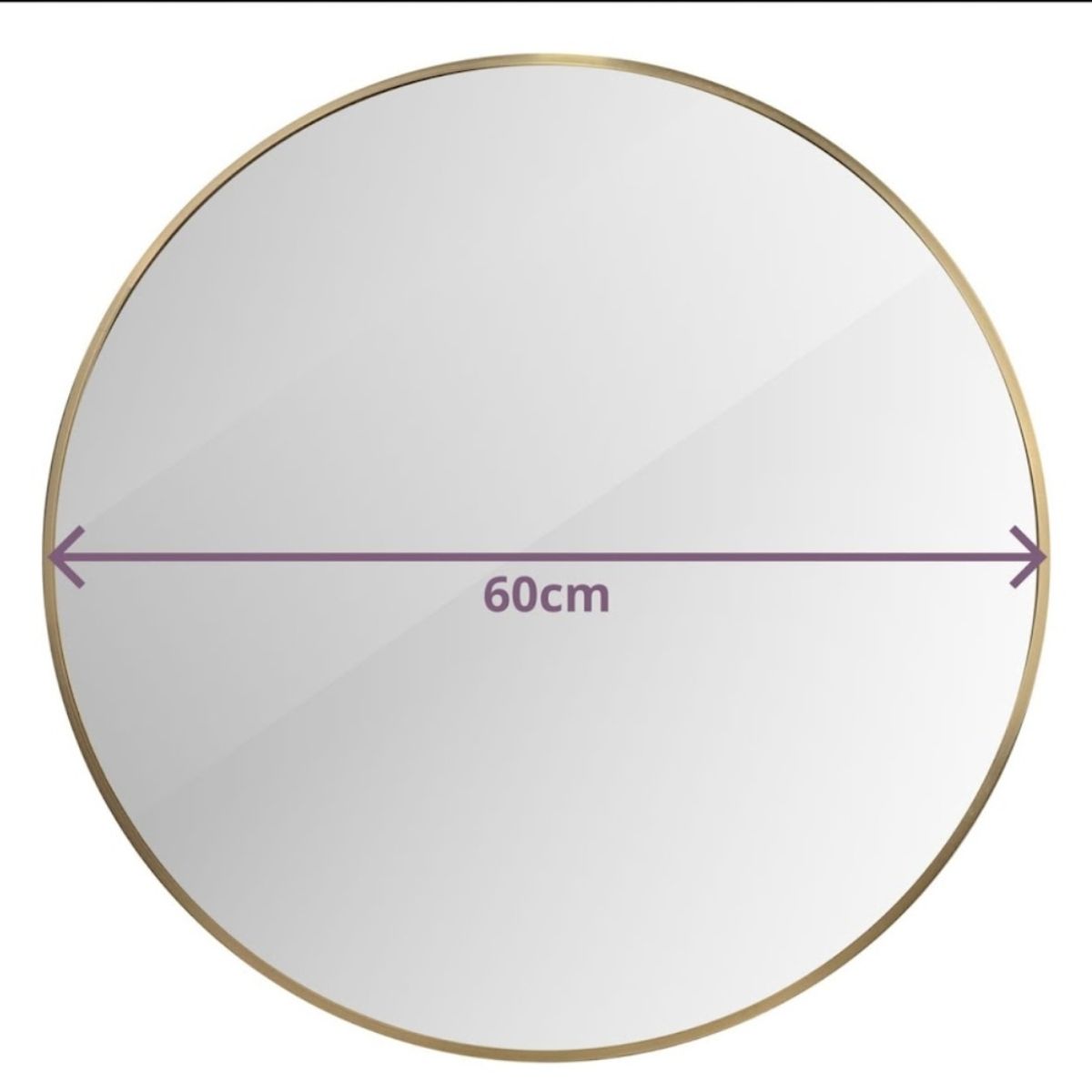 GENERICO - Espejo Redondo 60 cm Marco de metal Dorado