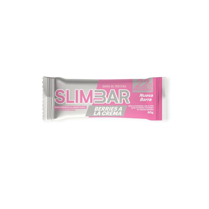 SLIMBAR - Barra de proteína - 22gr de proteína - 60gr Berries A LA CREMA SLIMBAR