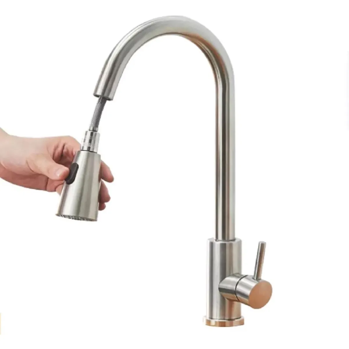 MUNDO MAGIA - Llave Monomando Lavaplatos Extensible Profesional Niquel