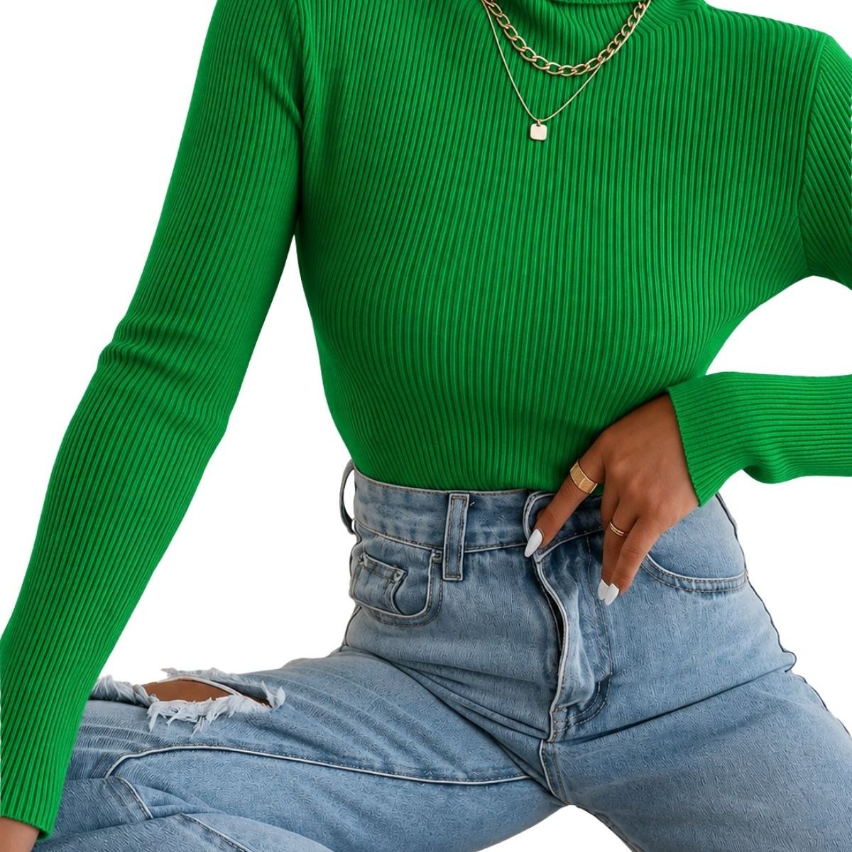 LOOK SHOP - Sweater Beatle Mujer Cuello Alto Otoño Invierno 005