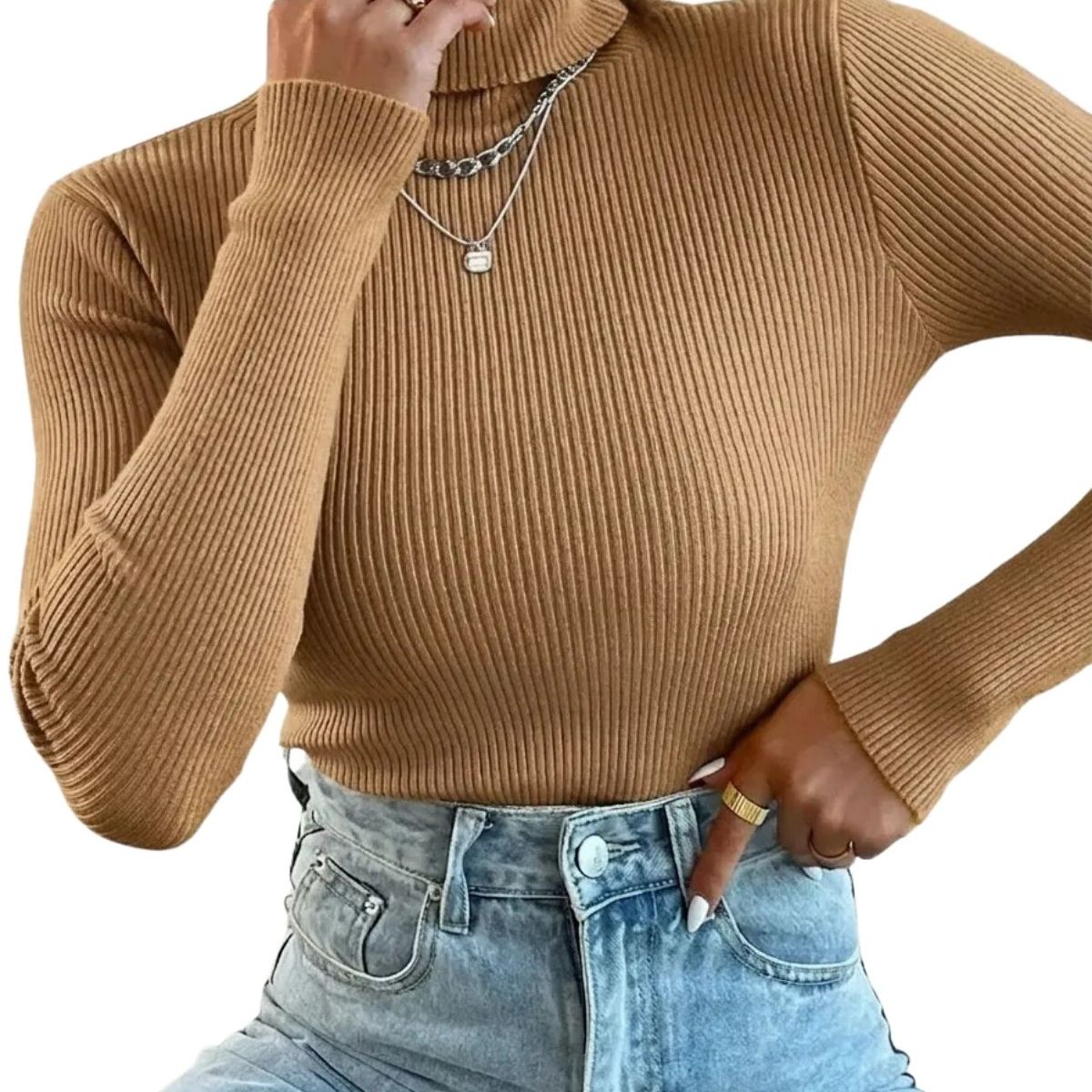 LOOK SHOP - Sweater Beatle Mujer Cuello Alto Otoño Invierno 005