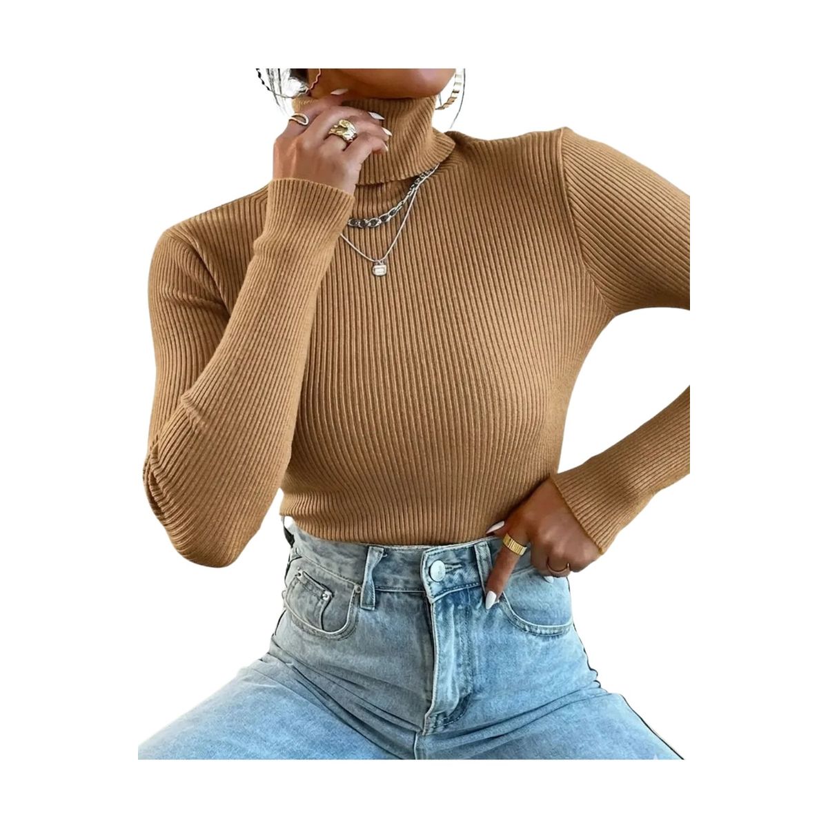 LOOK SHOP - Sweater Beatle Mujer Cuello Alto Otoño Invierno 005