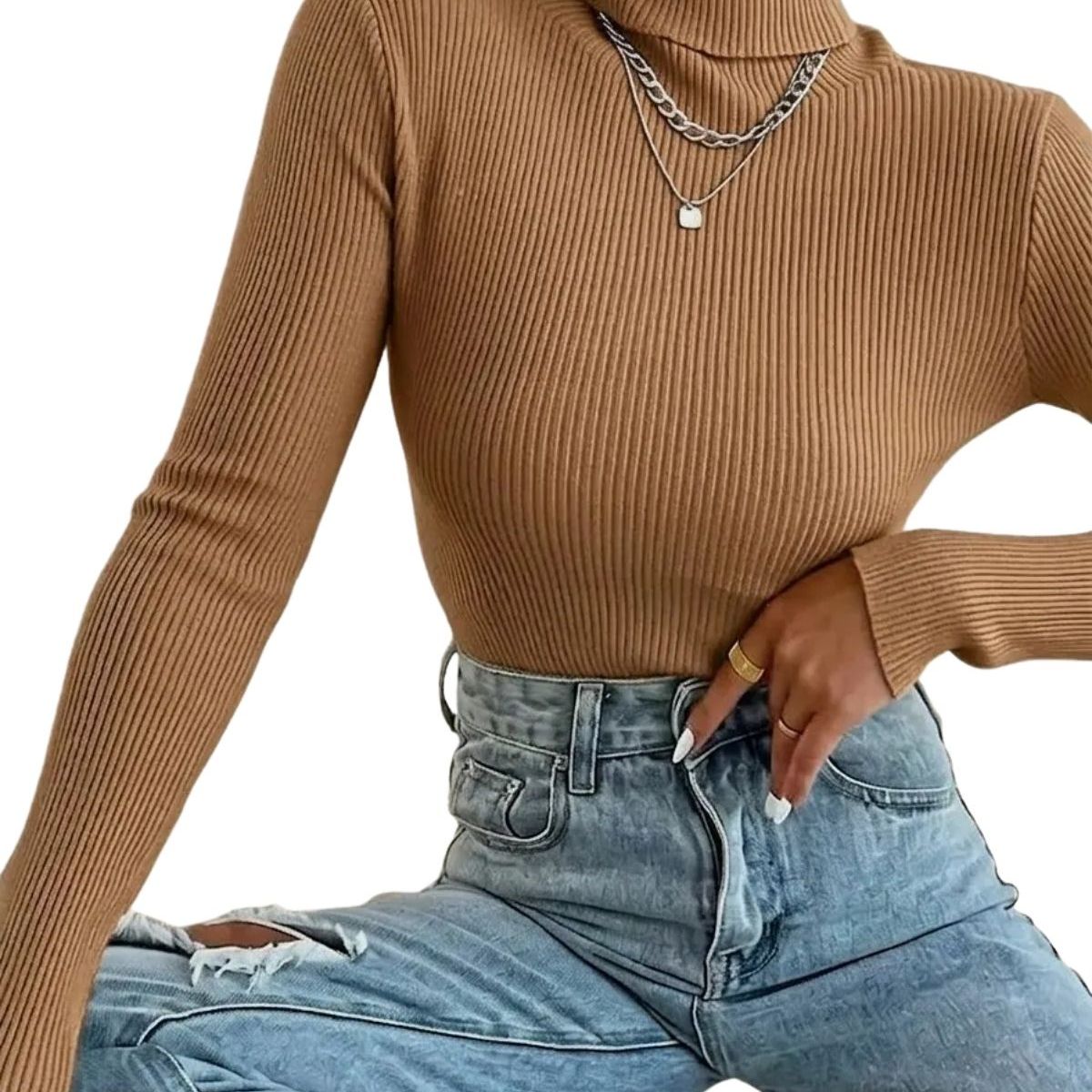 LOOK SHOP - Sweater Beatle Mujer Cuello Alto Otoño Invierno 005