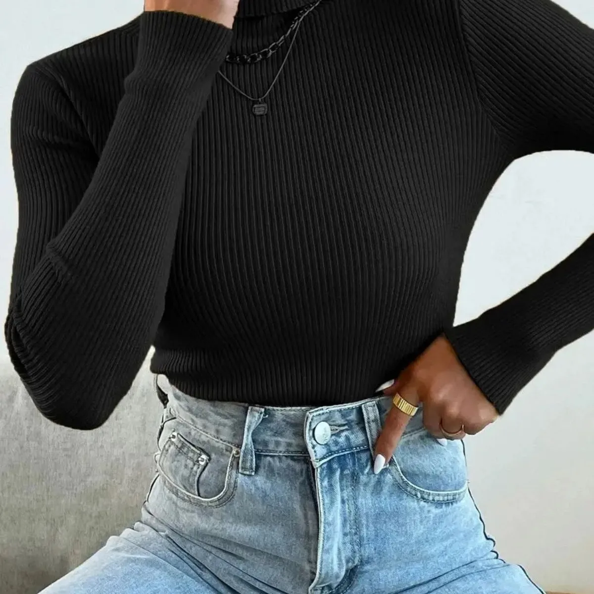 LOOK SHOP - Sweater Beatle Mujer Cuello Alto Otoño Invierno 005