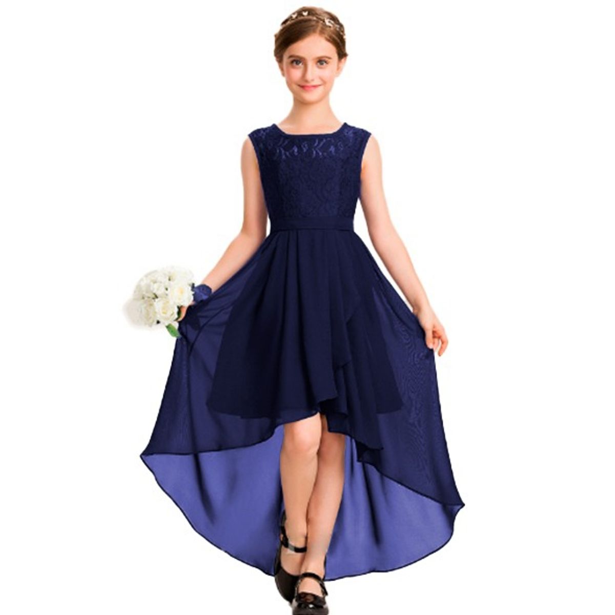 GENERICO - VESTIDO DE NIÑA ASIMÉTRICO IDEAL PARA PRIMERA COMUNION BODA
