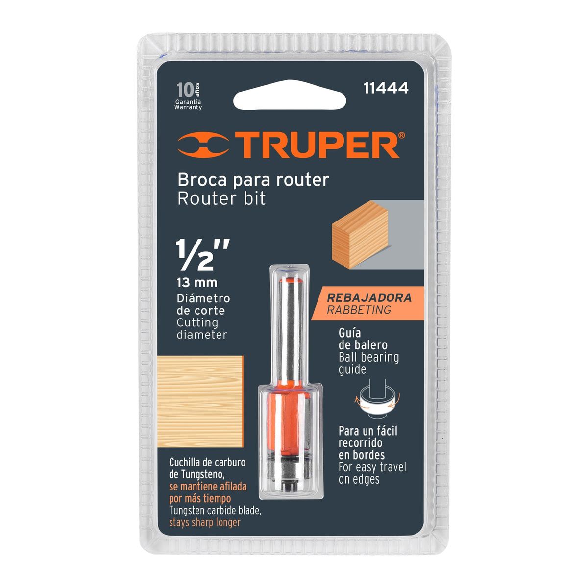 TRUPER - Broca Para Router Corte Recto 12 Con Balero