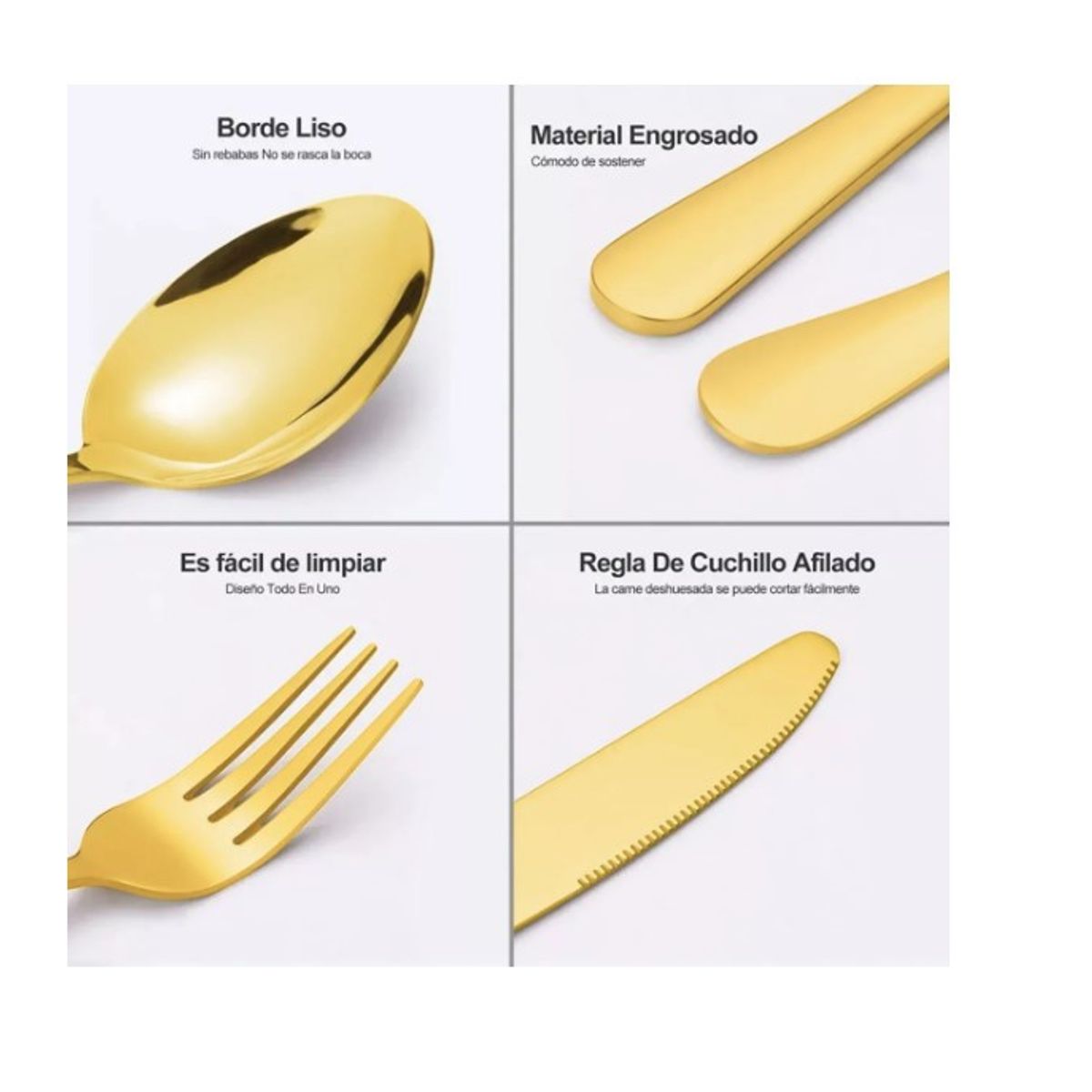 GENERICO - Juego De Cubiertos De Acero Inoxidable, 30 Piezas Dorado