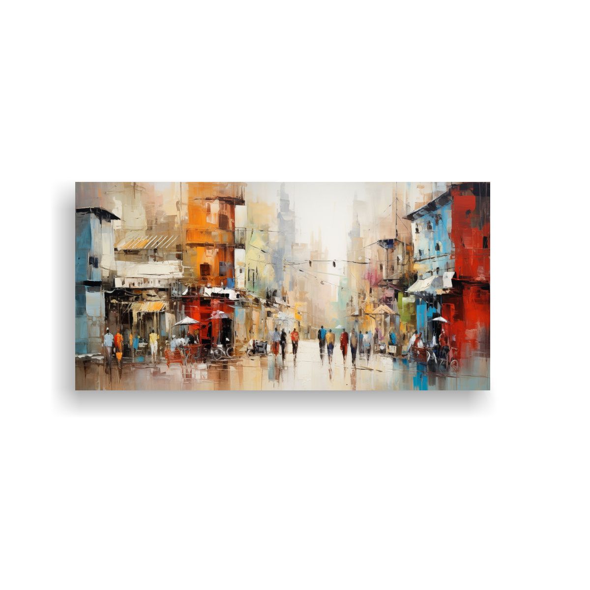 GENERICO - Pintura Decorativa Impresionante De Una Calle Animada En Un  160x80cm