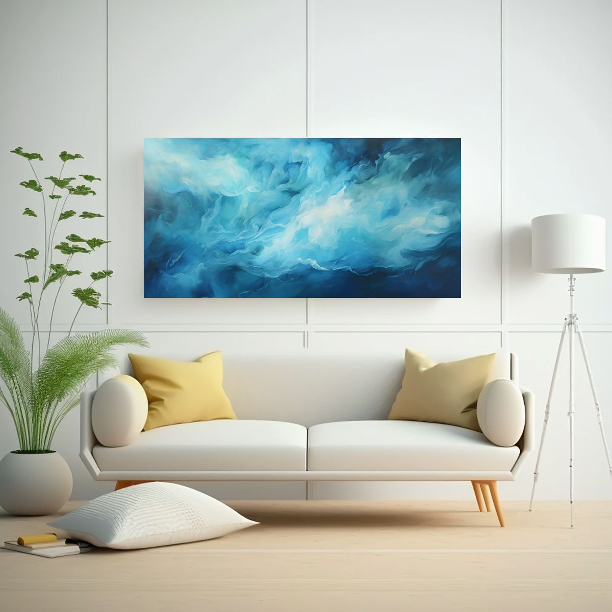 GENERICO - Cuadro Decorativo Abstracto Buceando En Azules Profundos Del 160x80cm