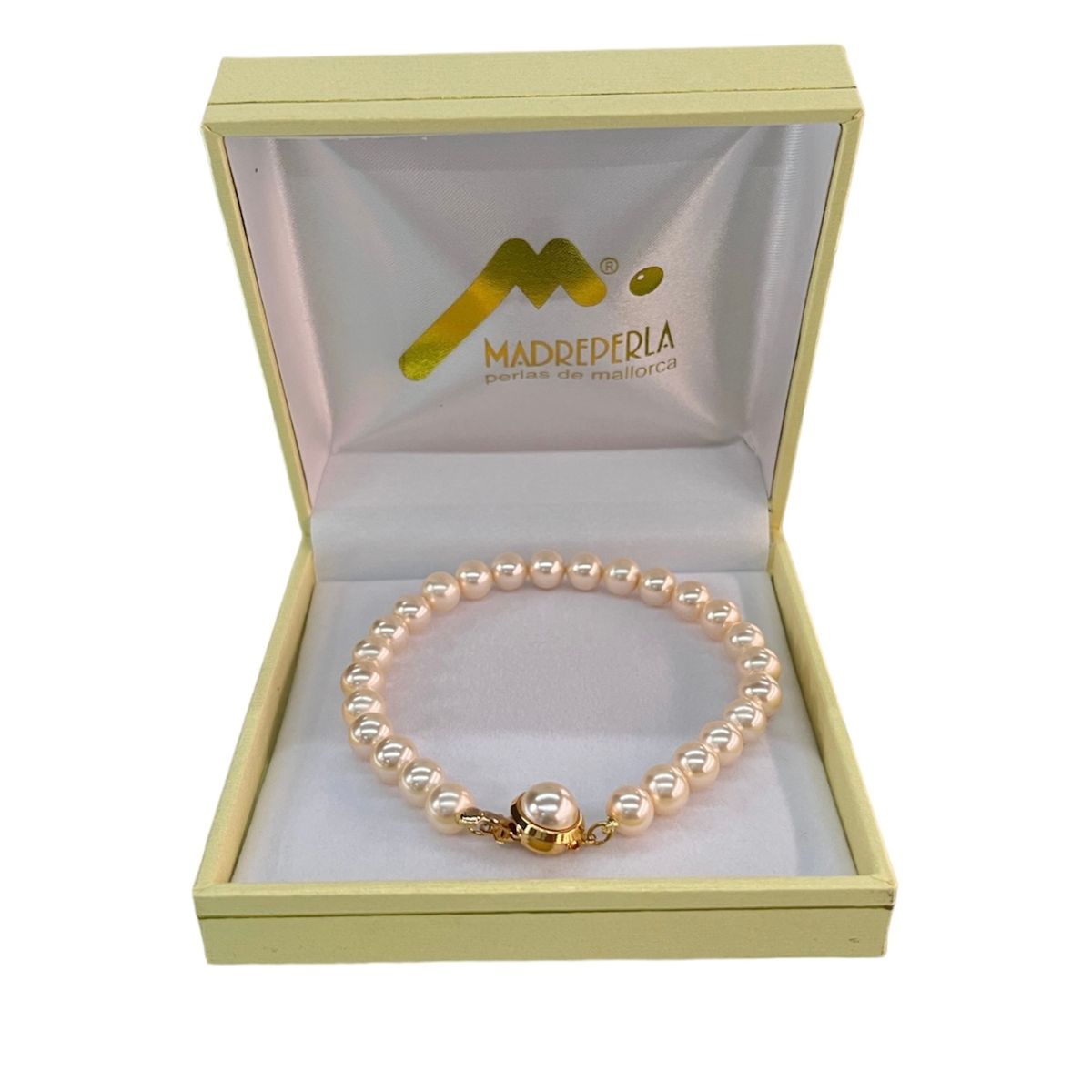 MALLORCA - Pulsera de Perlas de Mallorca 19cm con broche a presión Bañado en Oro