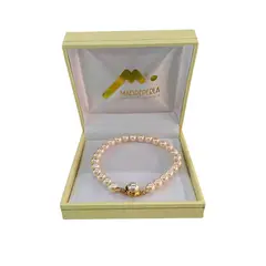 MALLORCA - Pulsera de Perlas de 19cm con broche a presión Bañado en Oro