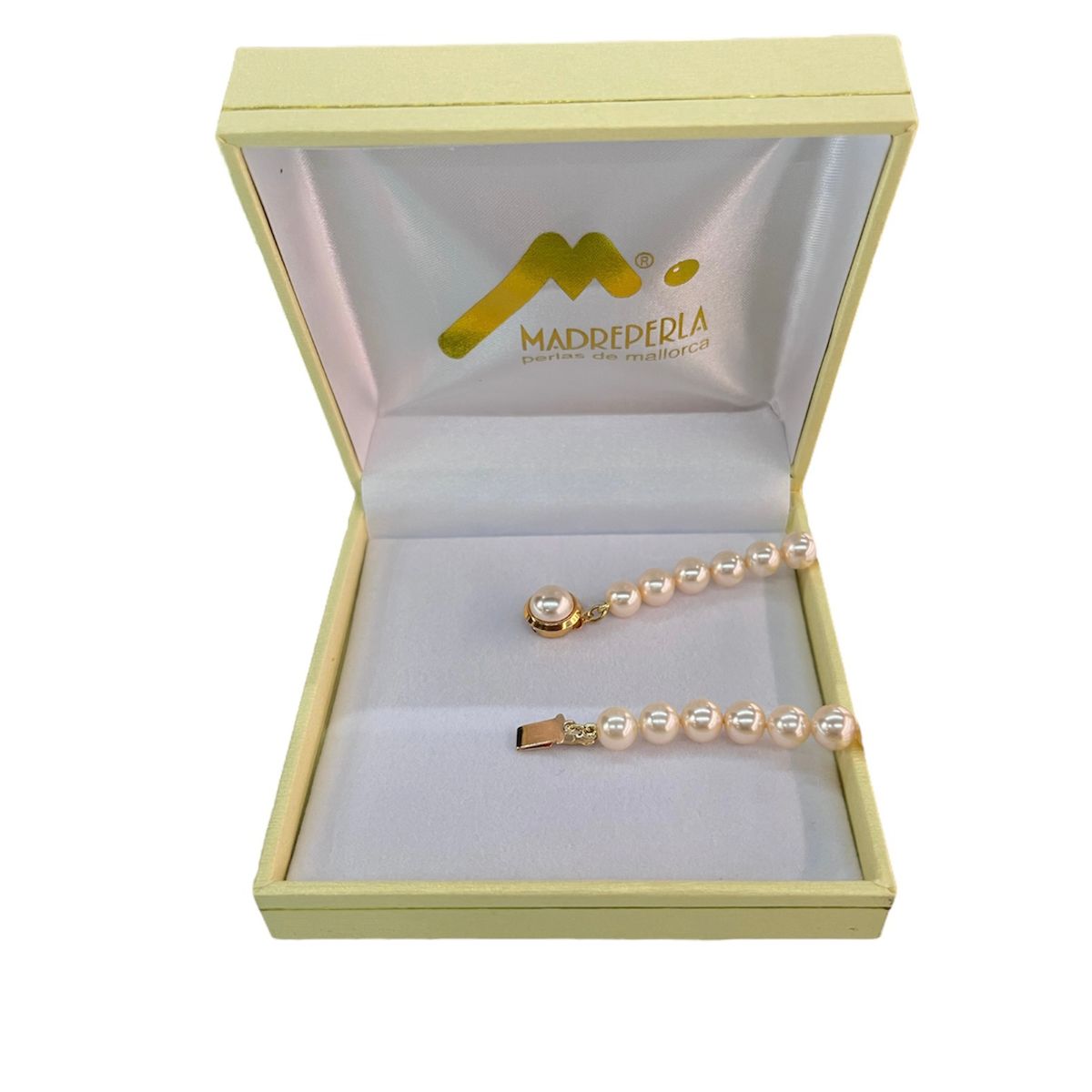 MALLORCA - Pulsera de Perlas de Mallorca 19cm con broche a presión Bañado en Oro
